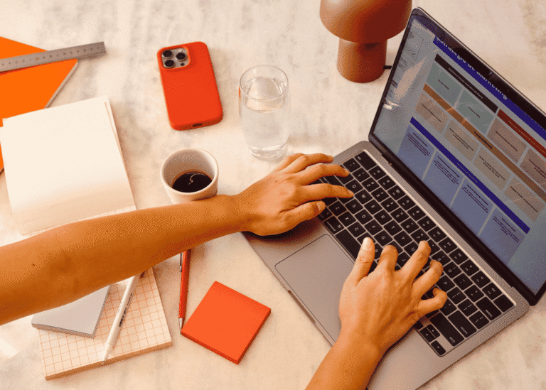 Business professional working on a laptop
